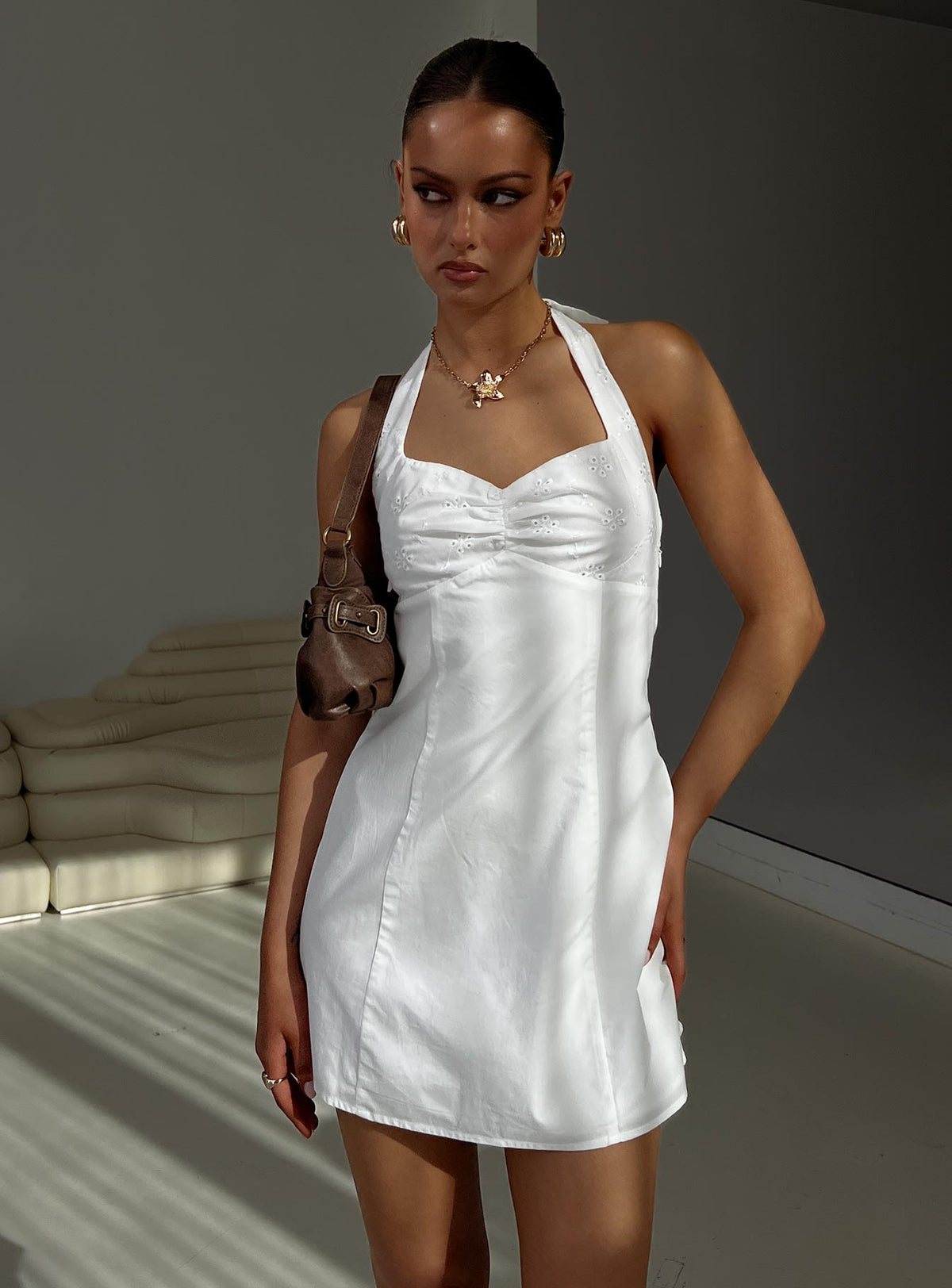 Journey On Halter Mini Dress White