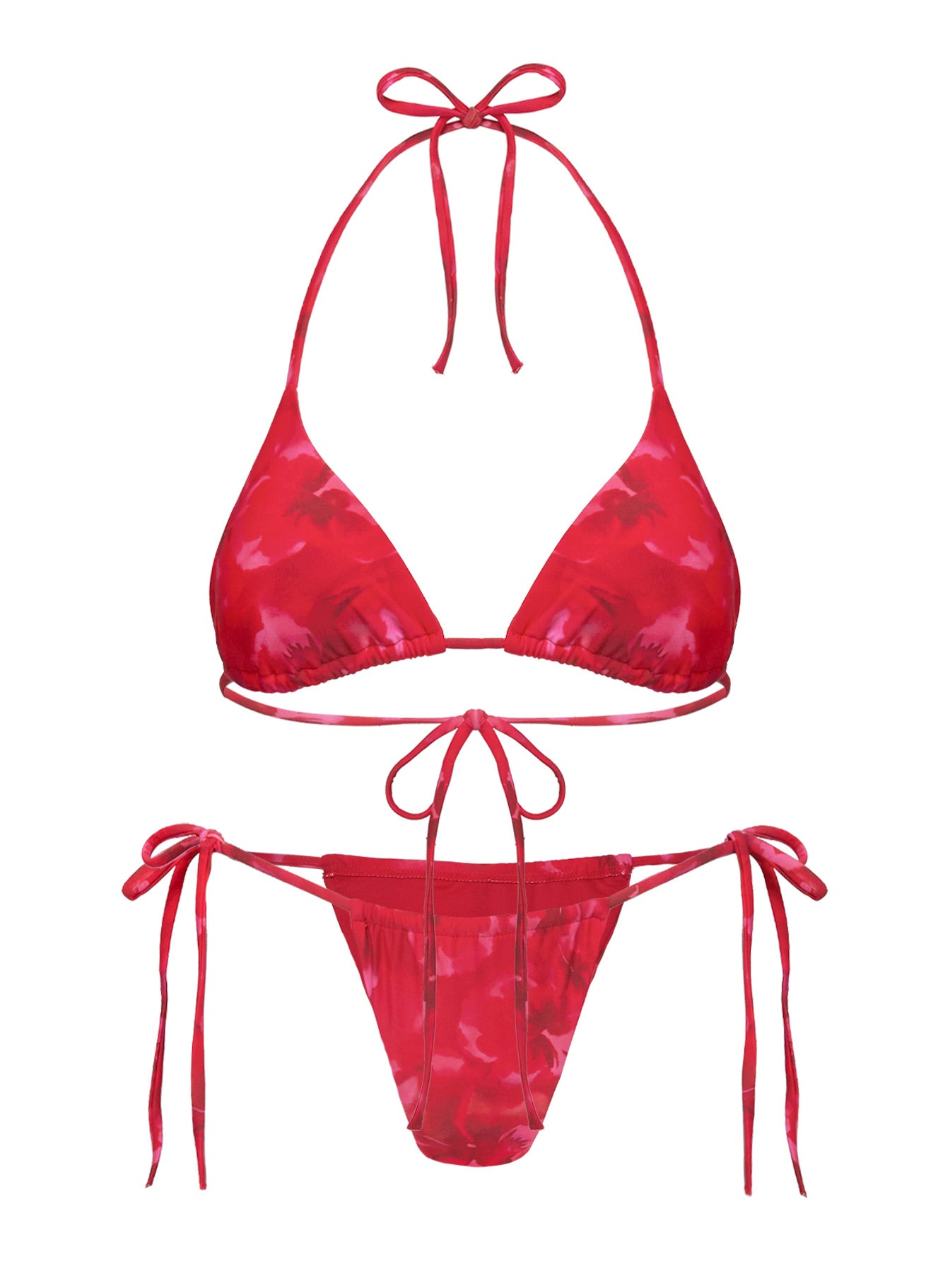 Jenner Triangle Bikini Top Red Floral